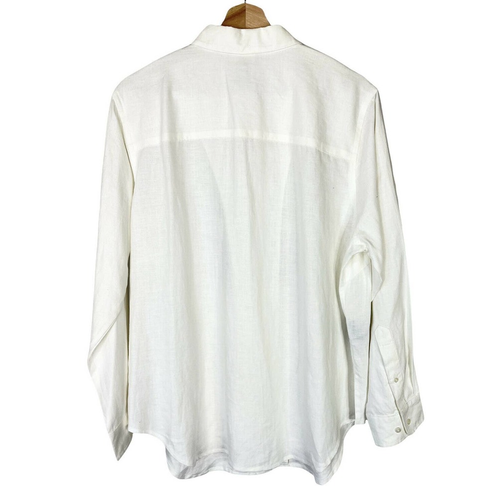 Lauren Ralph Lauren Plus Size 1X Floral Embroidered 100% Linen Button Blouse - Picture 3 of 5